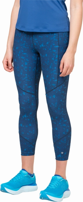 Ronhill Tech Womens 7/8 Running Tights - Blue Travel Enthusiast Flexible Wear Balanced Comfort