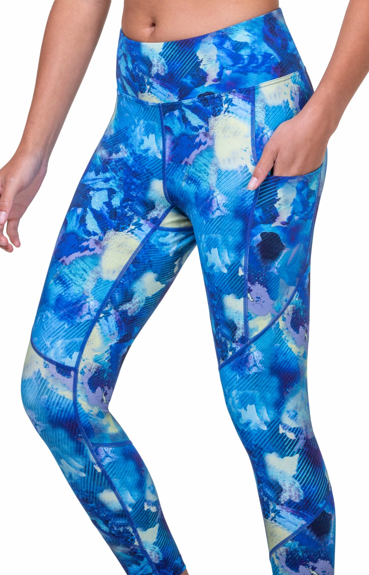 Abrasion resistant Ronhill Tech Womens 7/8 Running Tights - Blue