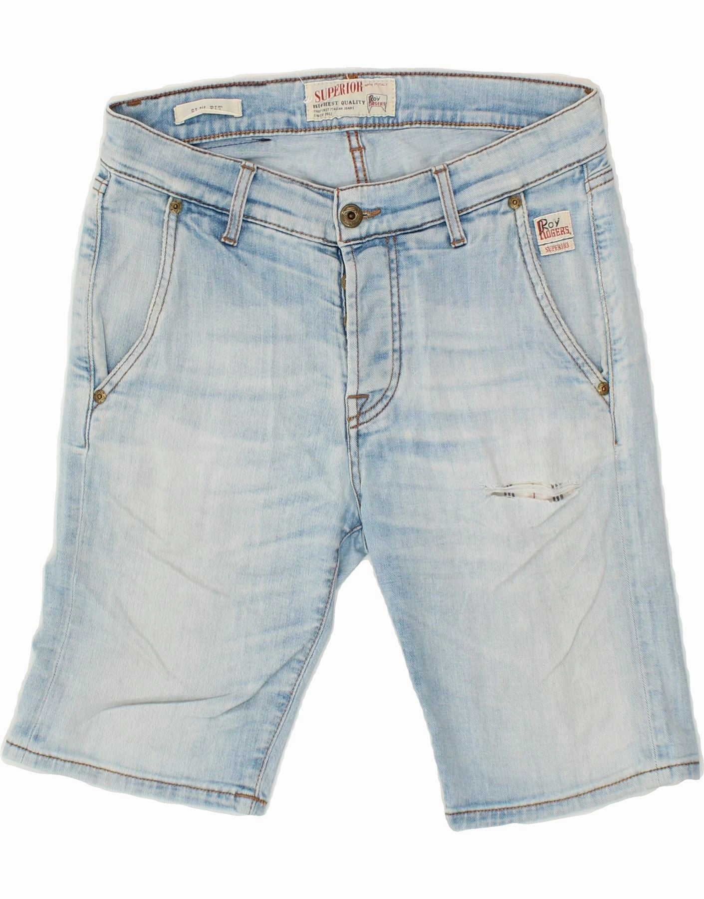 ROY ROGERS Mens Slim Fit Denim Shorts W30 Medium  Blue Cotton stretchy fabric