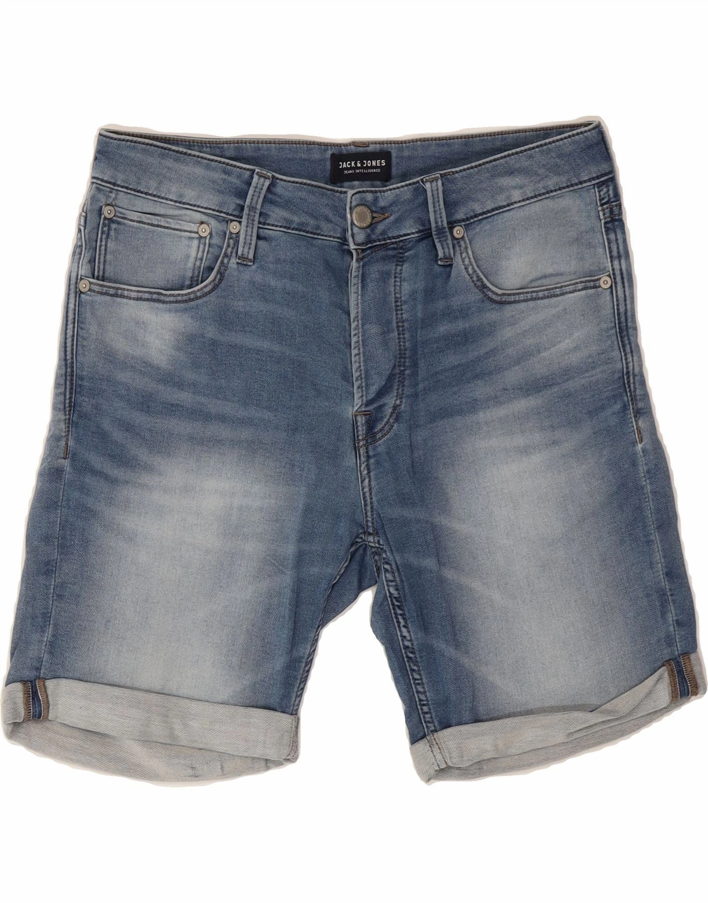 On Trend Festival Outfit JACK & JONES Mens Denim Shorts Medium W34 Blue Cotton Classic
