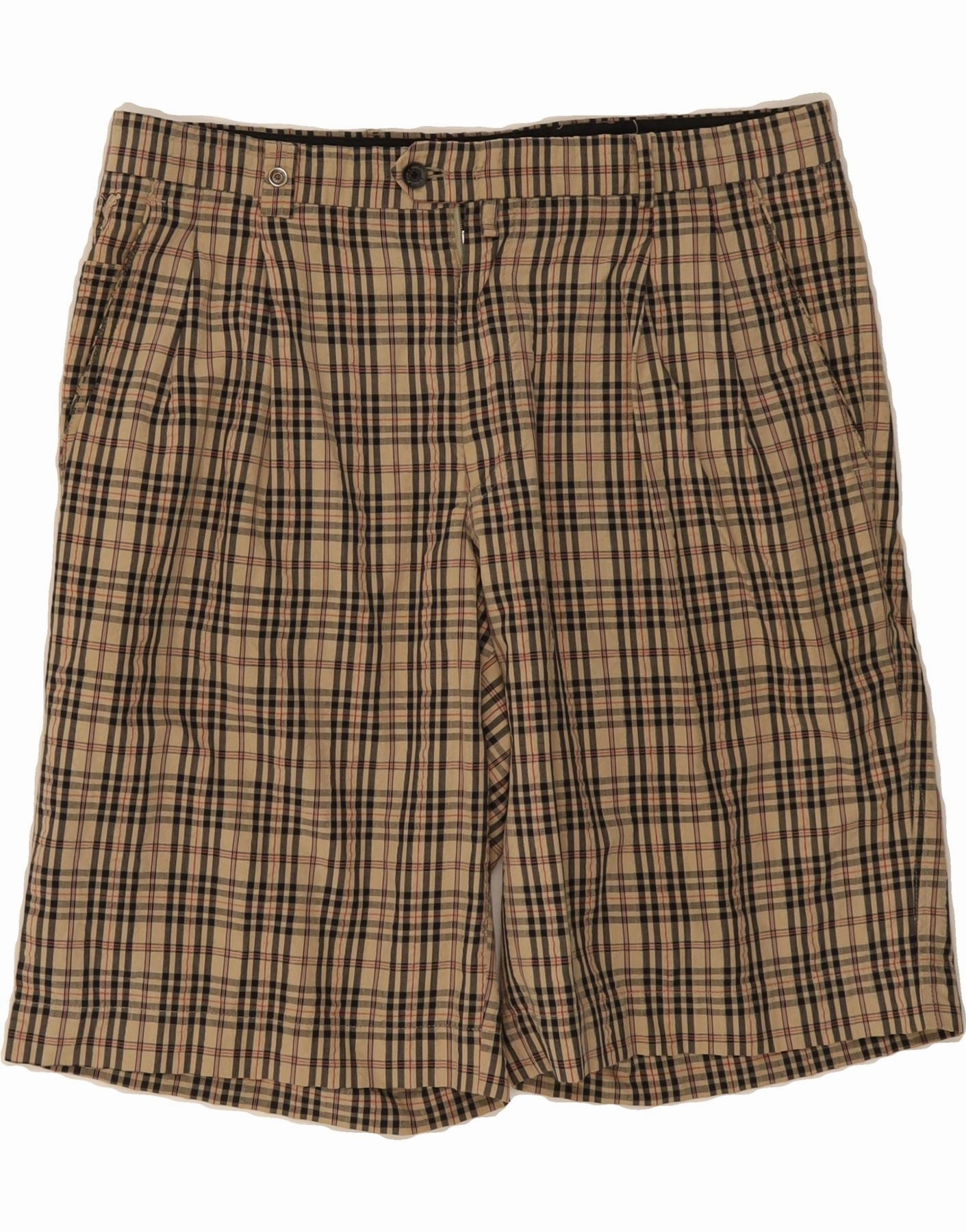 GOLFINO Mens Pegged Chino Shorts UK 42 Large W36  Beige Check Cotton Double Layered Construction