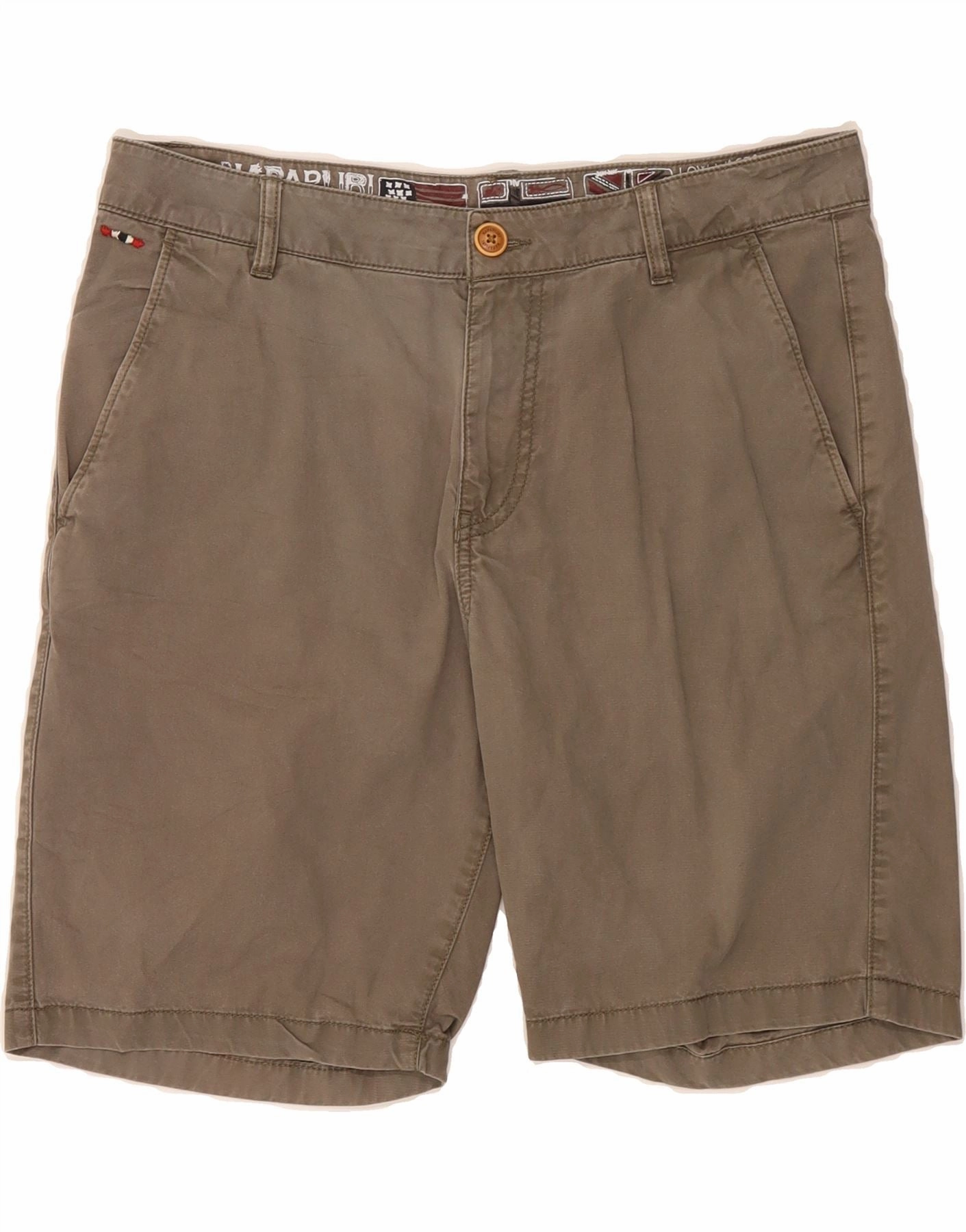 NAPAPIJRI Mens Chino Shorts W32 Medium Khaki Sport Motion Fashionable Look