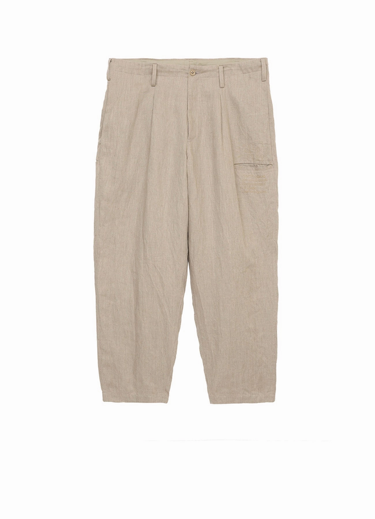 Sporty Comfort Fit Warm Layer S??YTE ?? GDC Collaborate Collection- VINTAGE LINEN CHINO CLOTH OCTAGON STAR EMBROIDERY WAIST-STRING PANTS