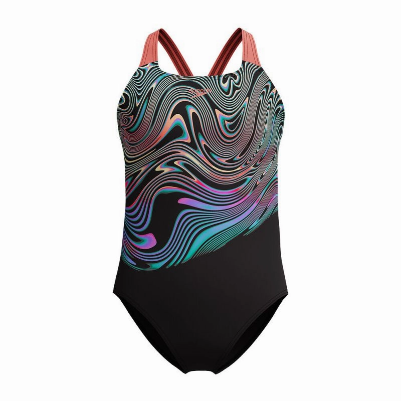 Speedo Girls Digital Placement Powerback One Piece Anti Sag Reinforced Stitching Lightweight Construction