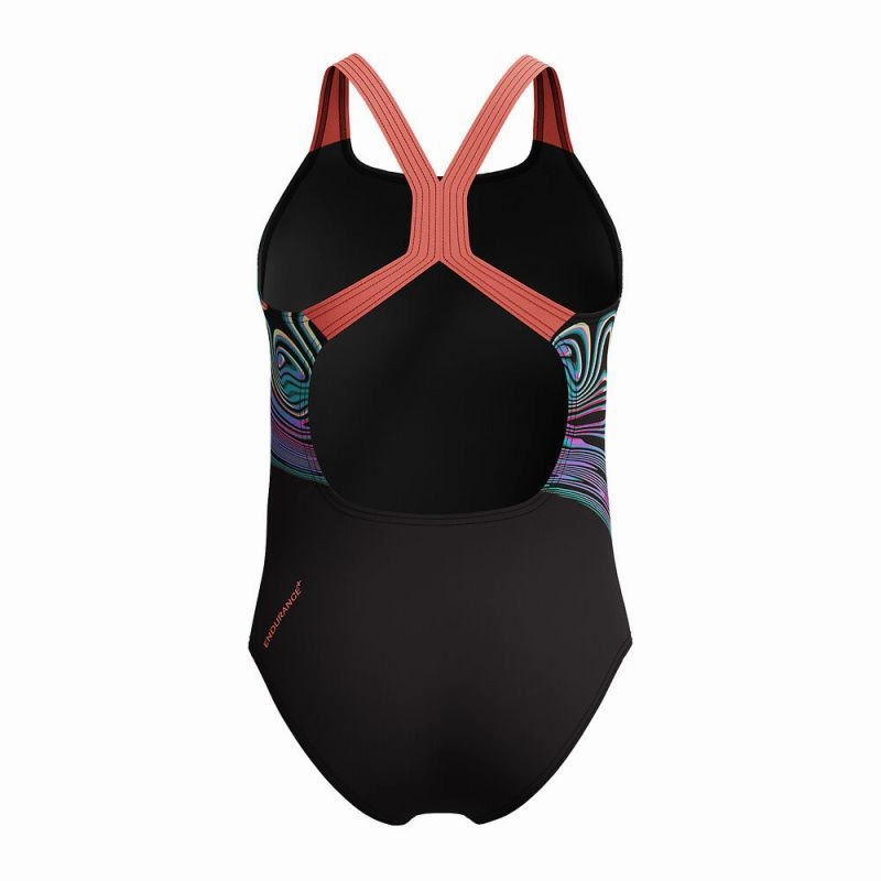 Shimmer-Effect Beach Fun Speedo Girls Digital Placement Powerback One Piece