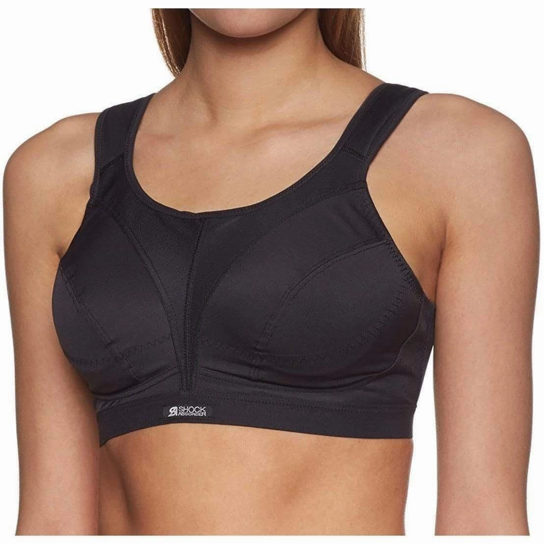 Shock Absorber D  Max Womens Sports Bra - Black Breathable Structure Muscle Support