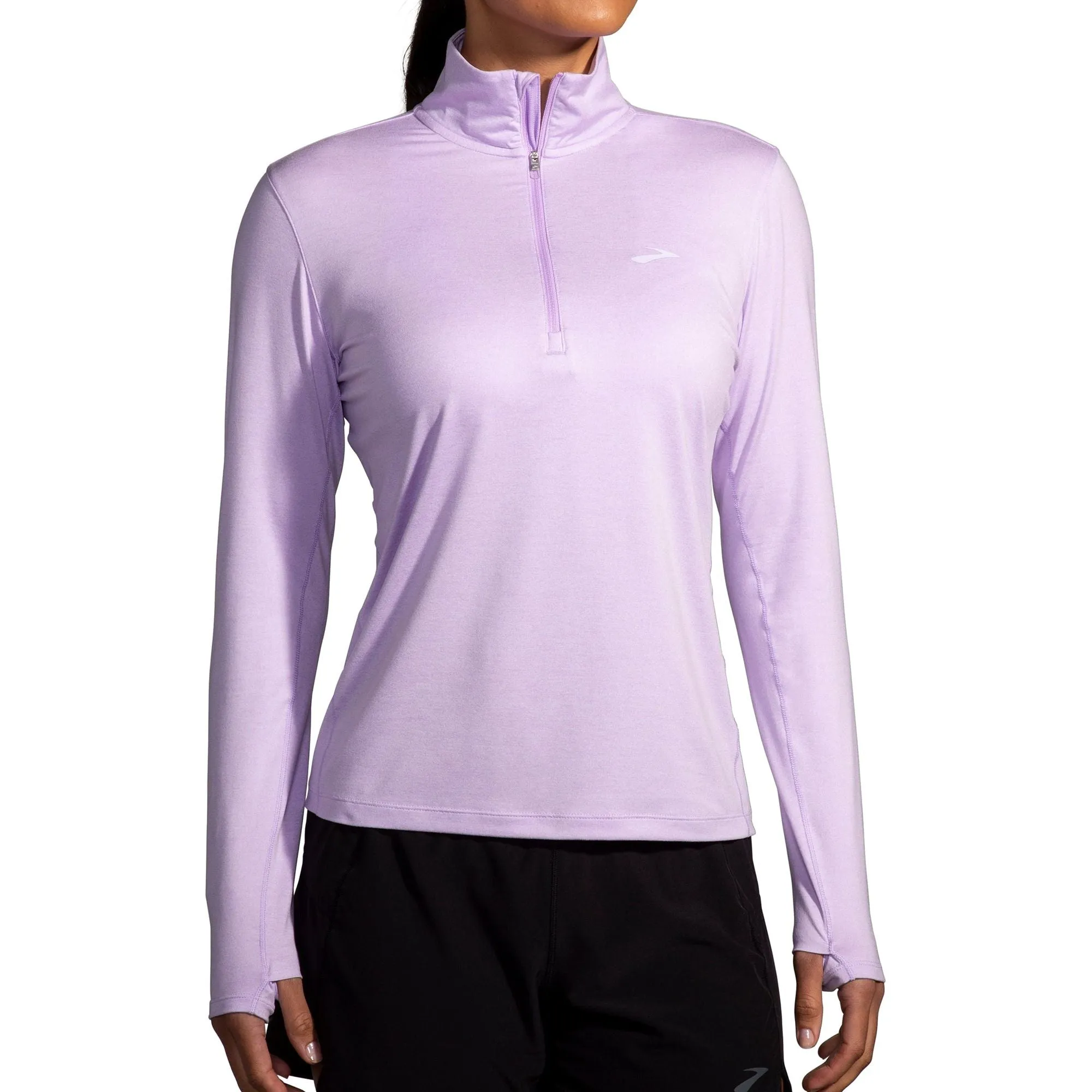 Brooks Dash 2.0 Half Zip Long Sleeve Womens Running Top - Purple exhibition hall Anti Odor Treatment