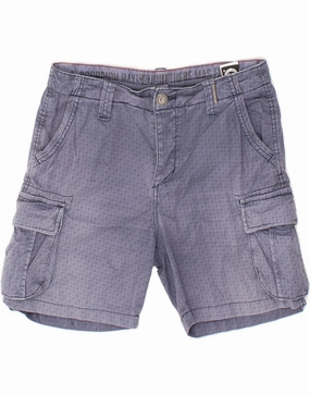 SCORPION BAY Mens Cargo Shorts W30 Medium Blue Ikat Cotton DoubleLayeredKnees