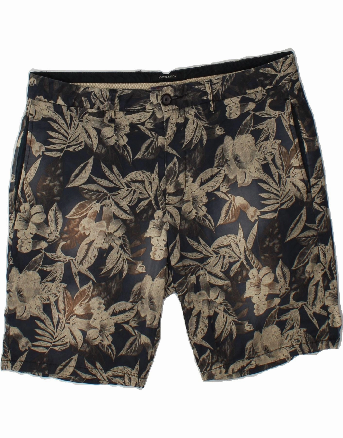 Seamless construction education industry SCOTCH & SODA Mens Chino Shorts W31 Medium Grey Floral Cotton