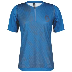 Scott Trail Vertic Zip Short Sleeve Mens Cycling Jersey - Blue Heathered Fabric Comfy Look