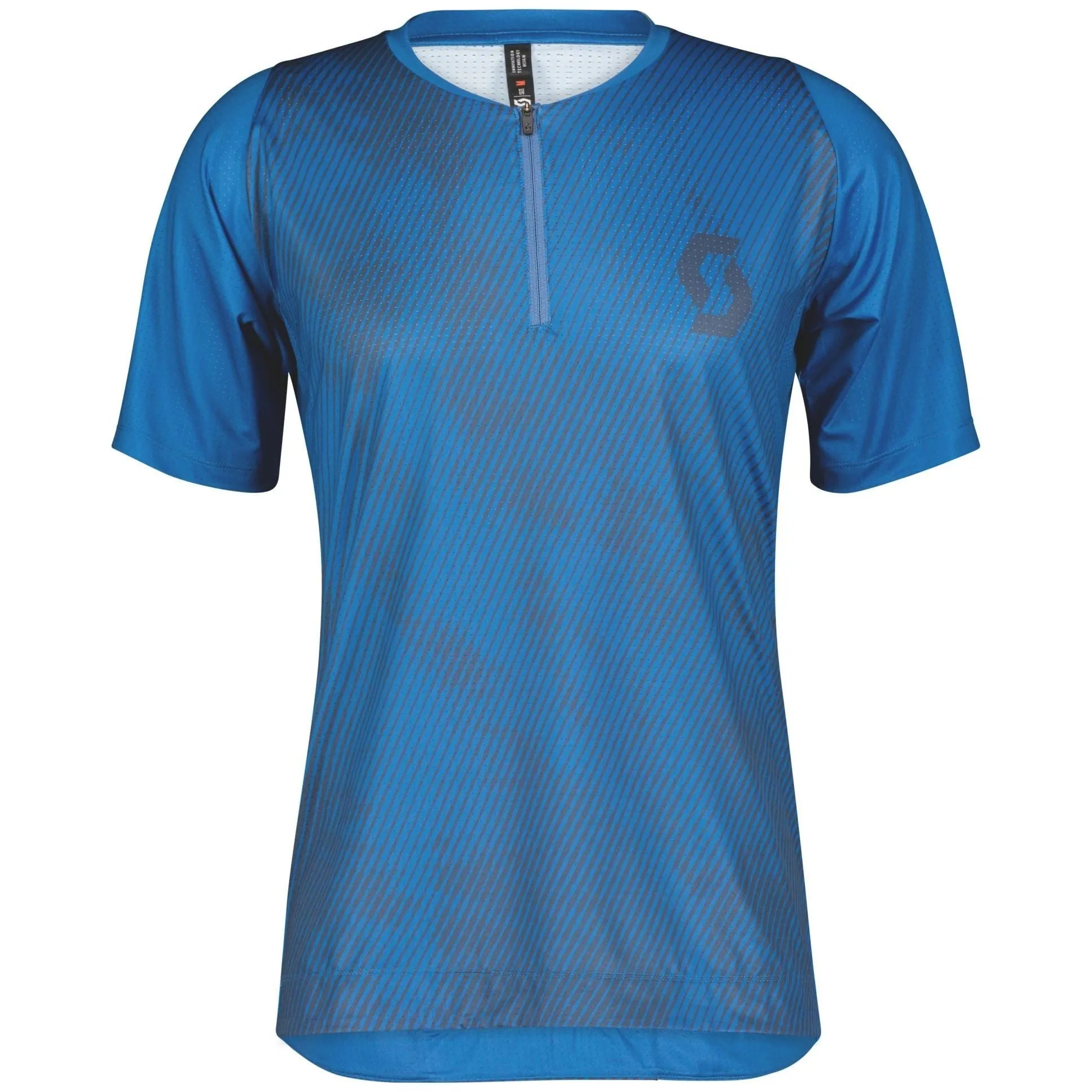 Light Comfort Style Scott Trail Vertic Zip Short Sleeve Mens Cycling Jersey - Blue