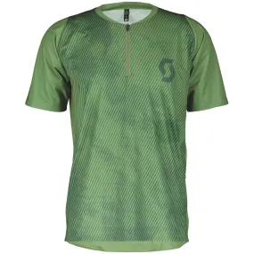 Recycled Polyester Blend Scott Trail Vertic Zip Short Sleeve Mens Cycling Jersey - Green