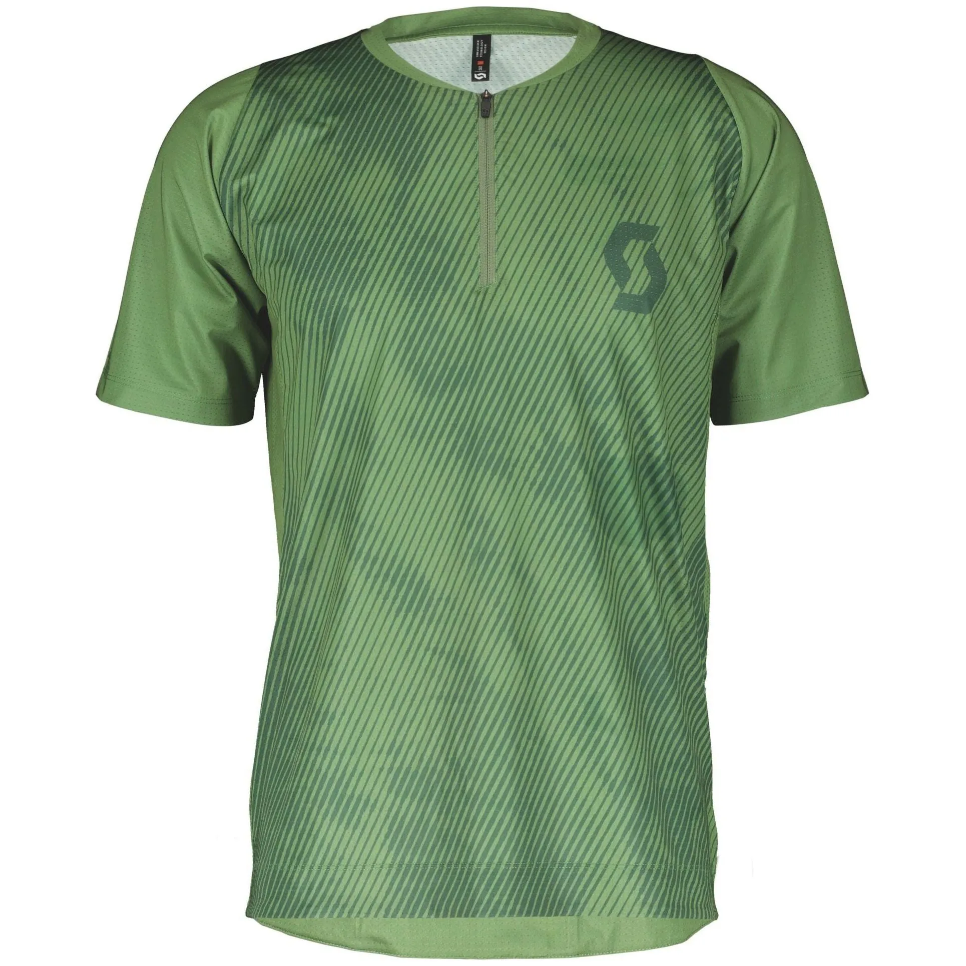 Recycled Polyester Blend Scott Trail Vertic Zip Short Sleeve Mens Cycling Jersey - Green