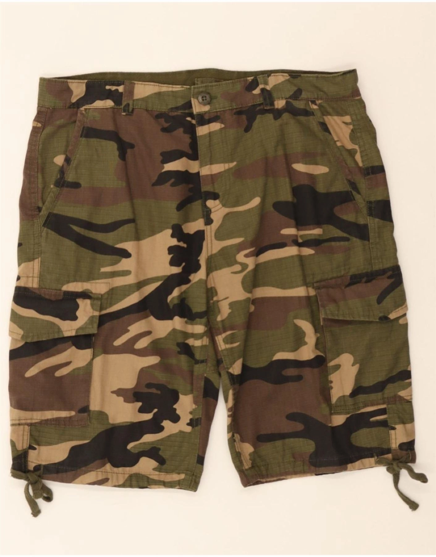 SCOUT Mens Cargo Shorts Large W36 Khaki Camouflage Cotton Outdoor Flex MultiPurposeUtility