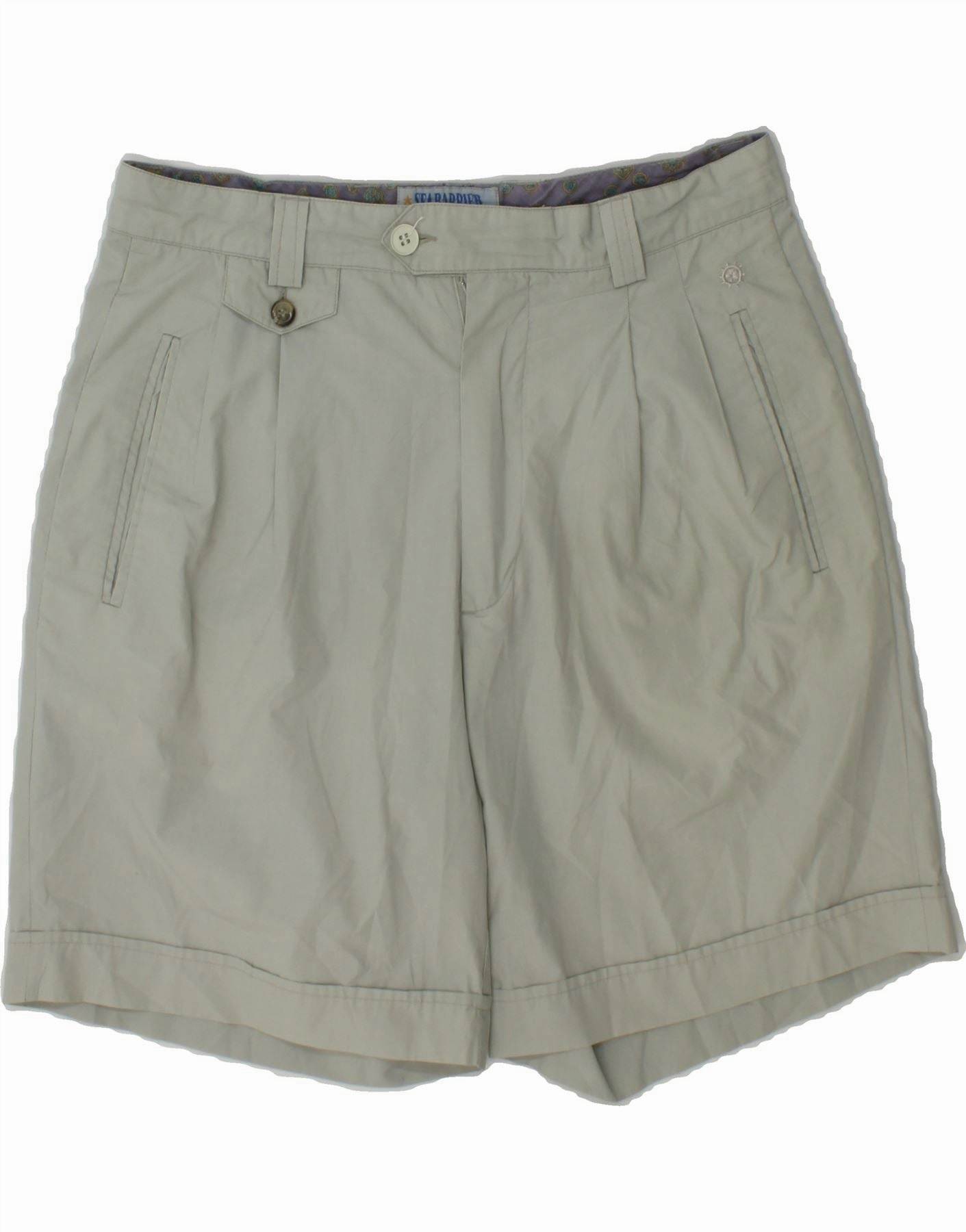 Bold Statement Sport Ready Fit SEA BARRIER Mens Pegged Chino Shorts IT 48 Medium W32  Green Polyester