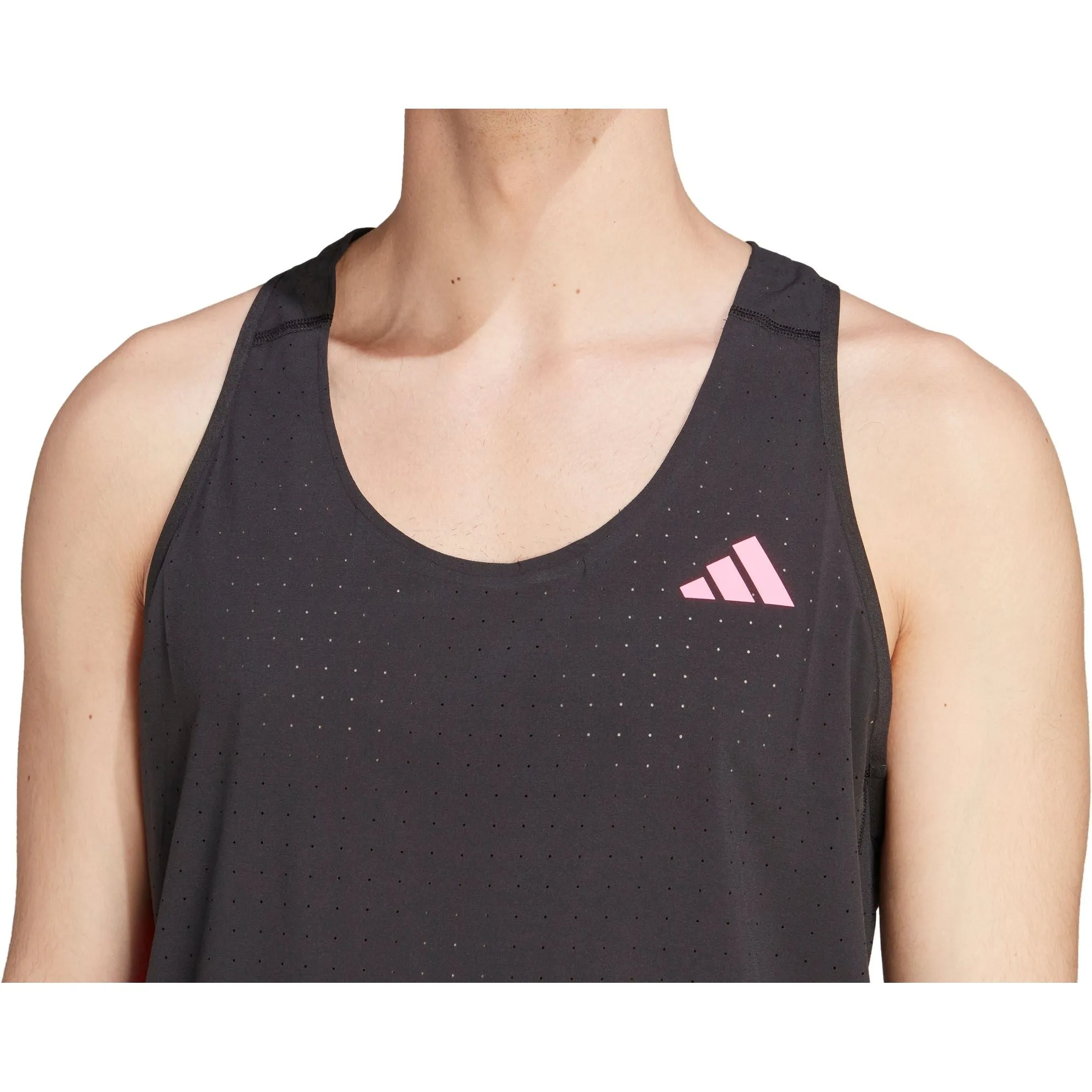 adidas Adizero Mens Running Vest - Black Water Resistant Finish Thermal Regulation Fabric