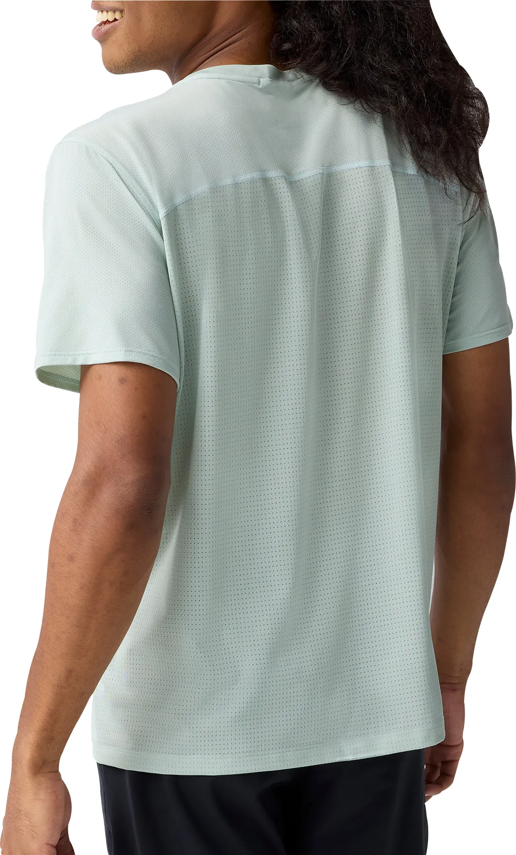 Brooks Atmosphere 3.0 Short Sleeve Mens Running Top - Green cotton material