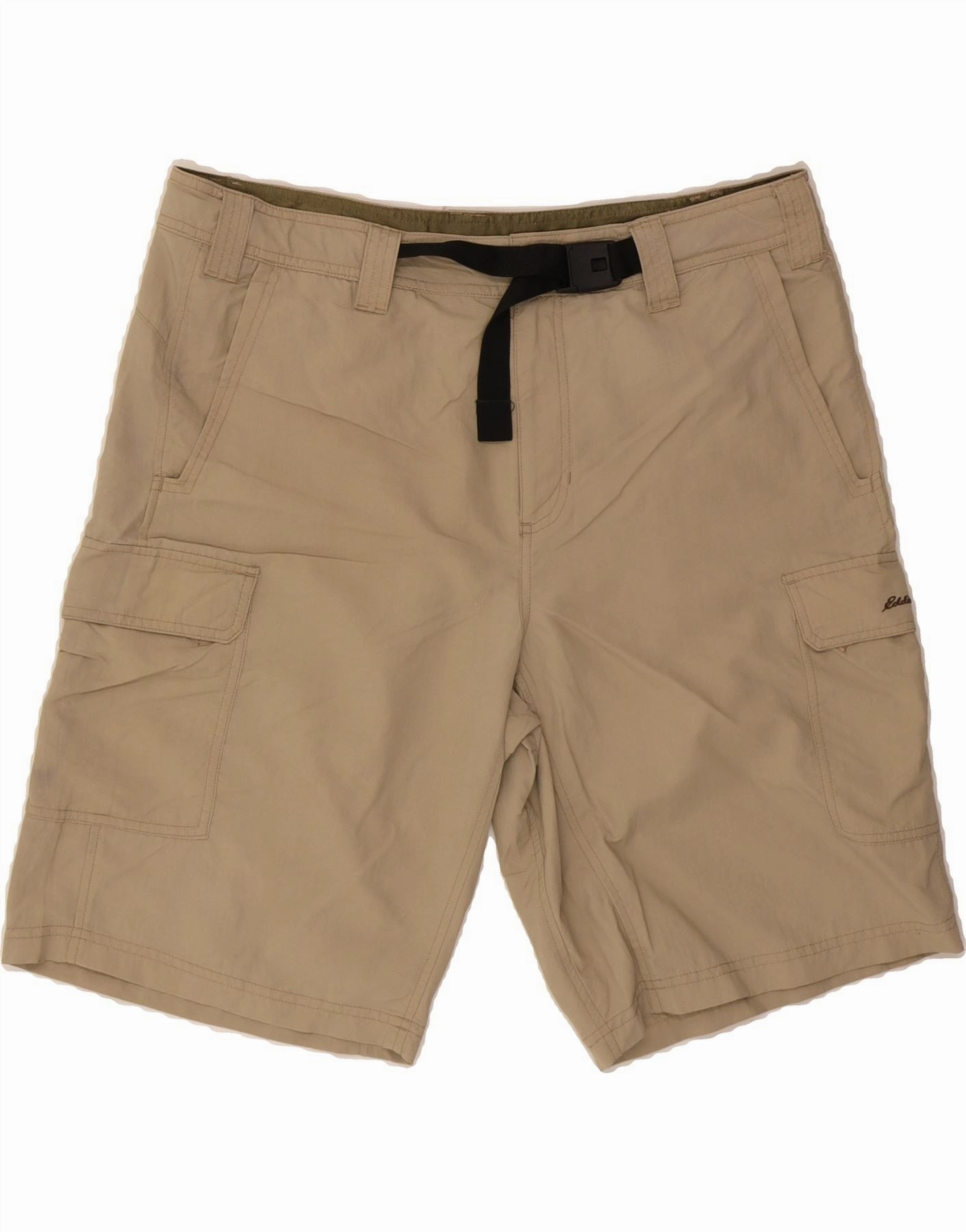 EDDIE BAUER Mens Cargo Shorts W38 XL Beige Nylon Stay Flexible Snag Free Fabric Technology