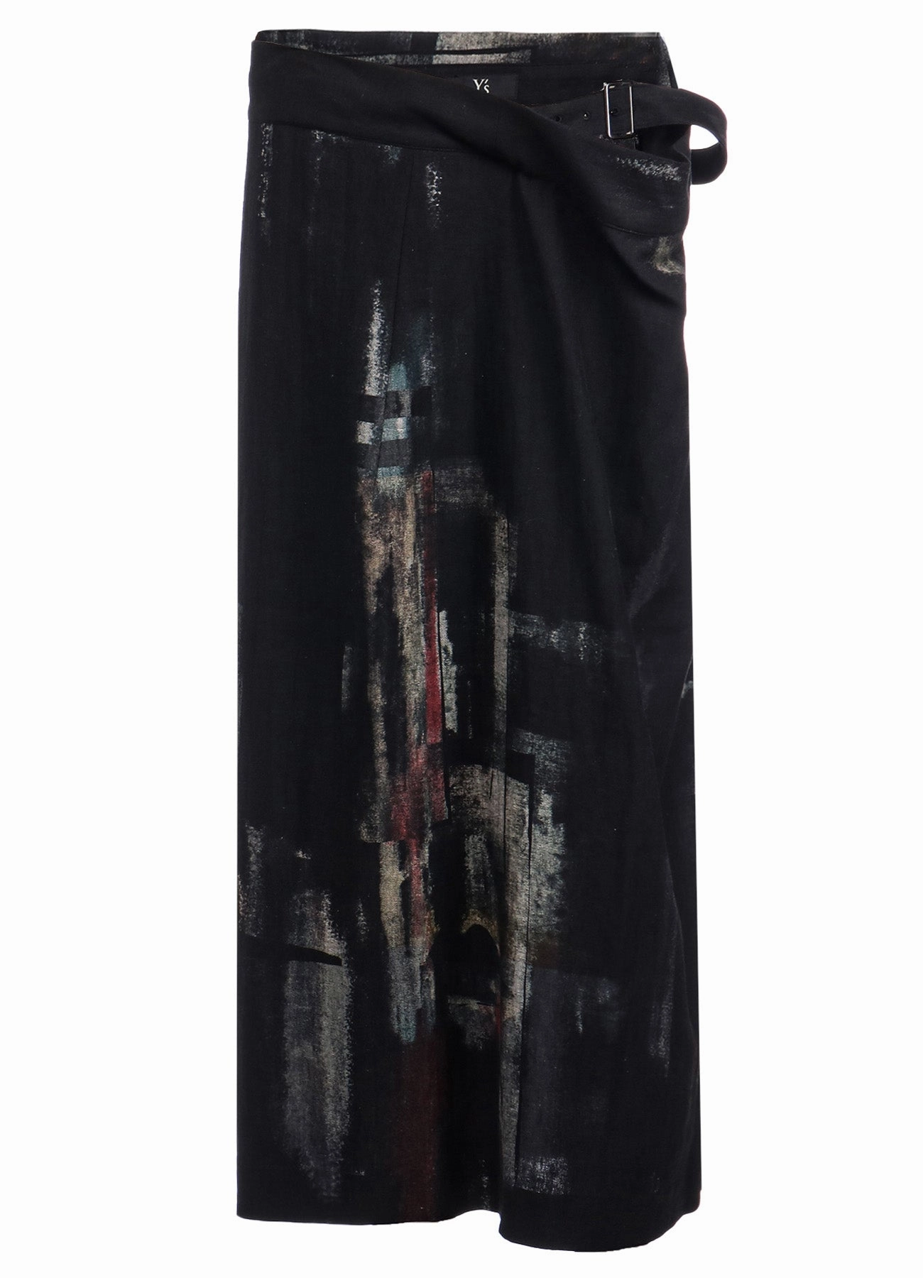 L/C DENIM CUBISM PRINT LEFT SIDE CLOTH SKIRT Office Wear