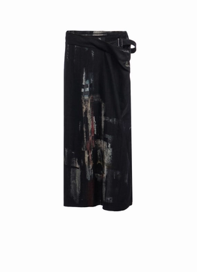 TaglessComfort L/C DENIM CUBISM PRINT LEFT SIDE CLOTH SKIRT