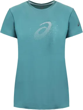 EasyCare Fabric Asics Graphic Short Sleeve Womens Running Top - Green