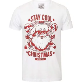 Season's Greetings Stay Cool Novelty Mens Christmas Short Sleeve Top - White UPF Rated Fabric
