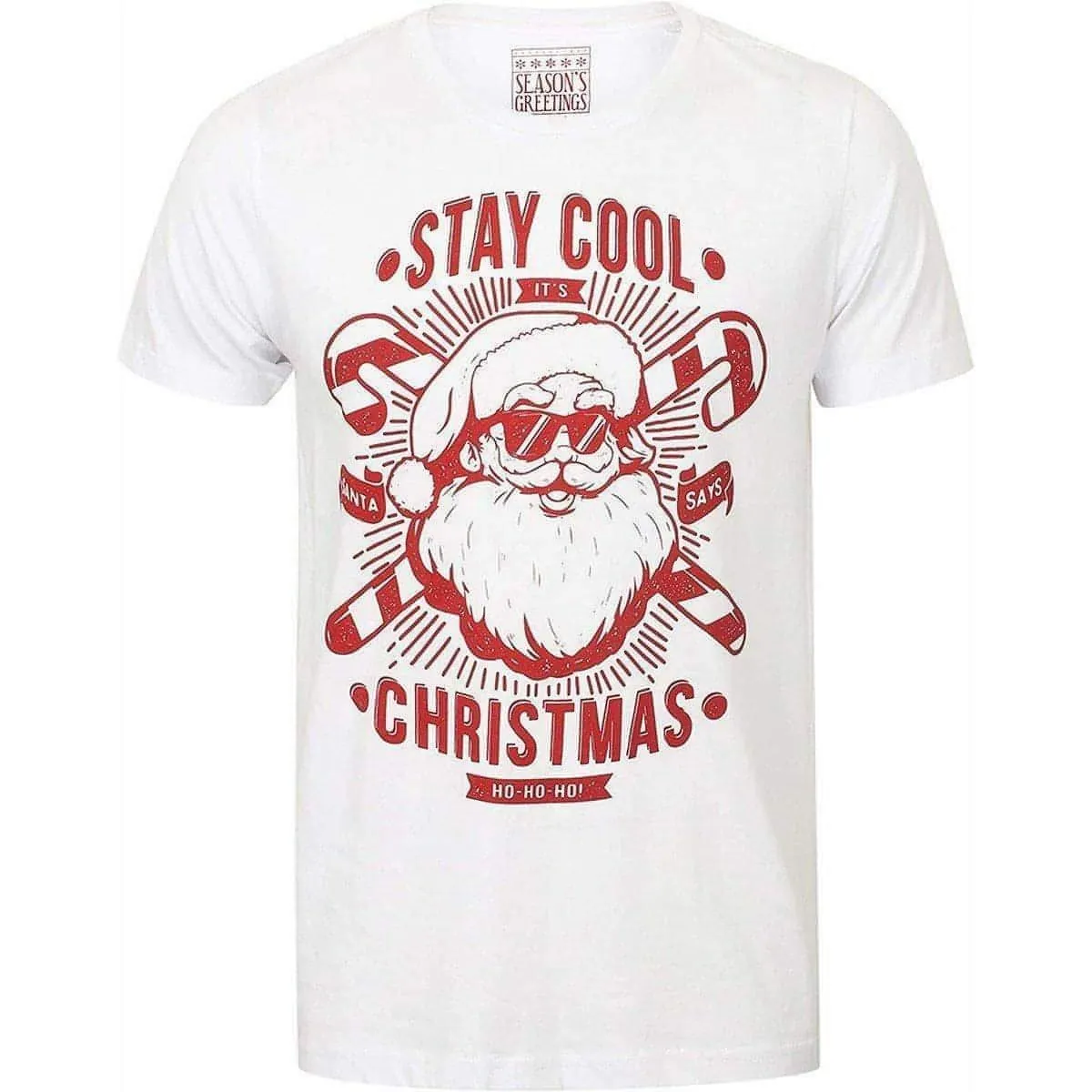 Season's Greetings Stay Cool Novelty Mens Christmas Short Sleeve Top - White Athletic and Cool Daily Style
