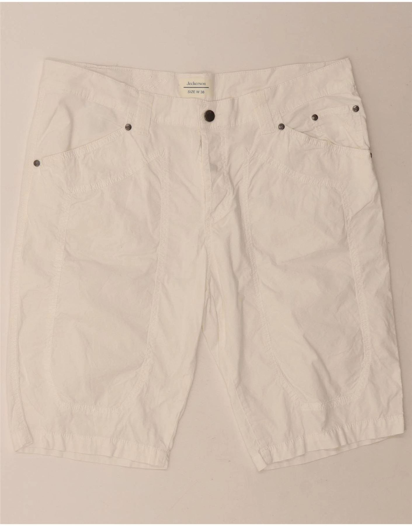 hoodie JECKERSON Mens Casual Shorts W38 XL White Cotton