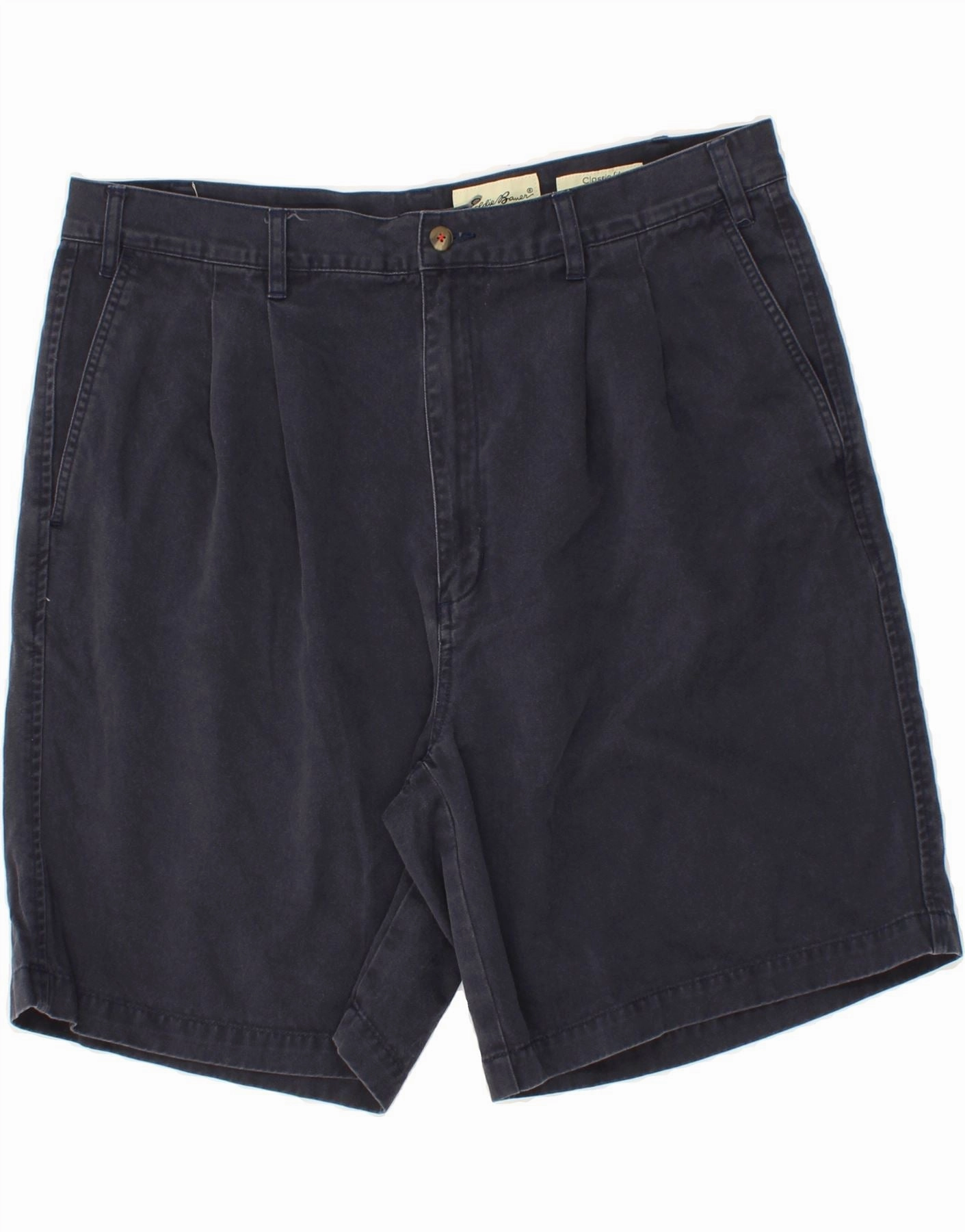 EDDIE BAUER Mens Classic Pegged Chino Shorts W40 XL Navy Blue Cotton Effortless Fit Seamless Edge Design