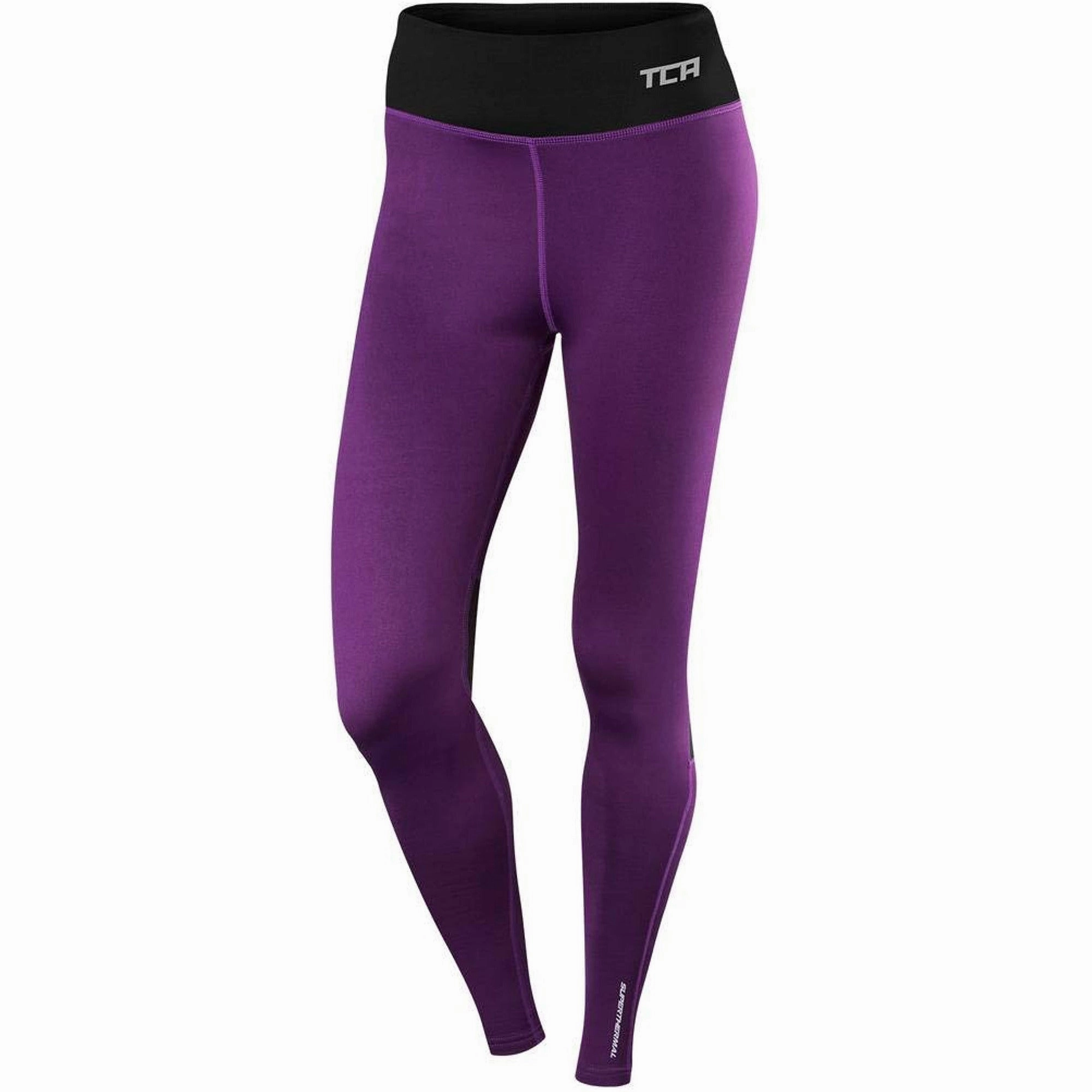 TCA SuperThermal Performance Womens Long Running Tights - Purple For Men Slim Fit