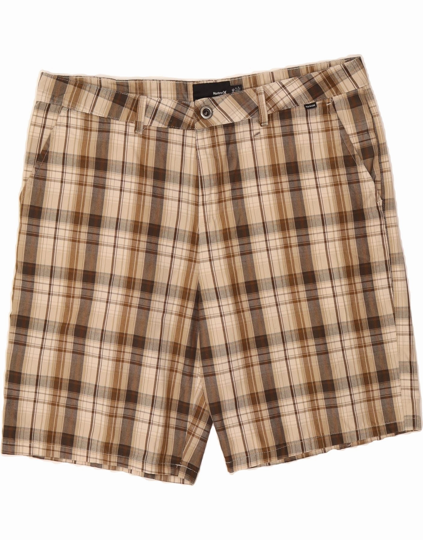 Tennis wear Perfect Style HURLEY Mens Chino Shorts W36 Large  Brown Check Cotton