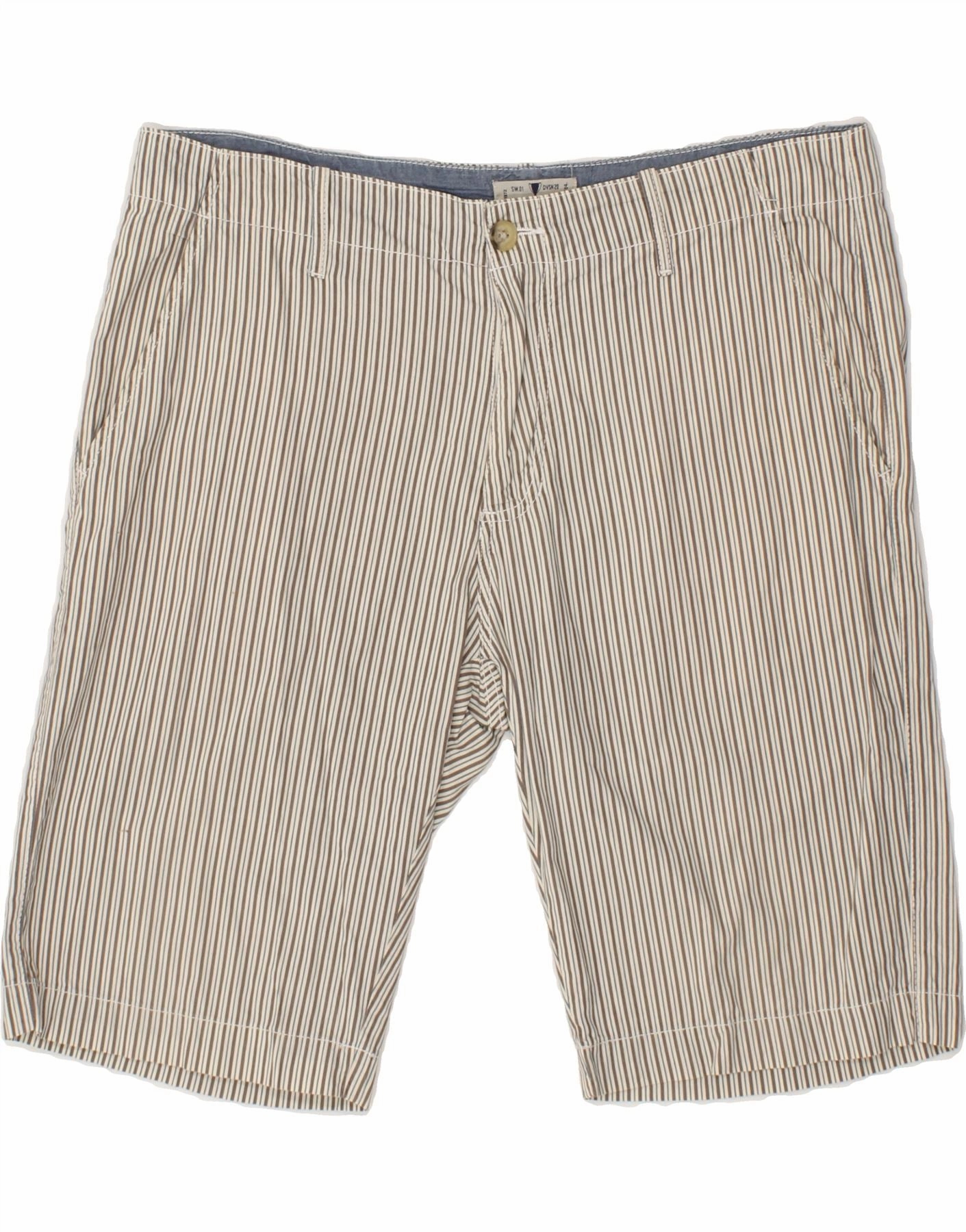 Neutral Tones OVS Mens Chino Shorts IT 52 XL W38  Grey Pinstripe