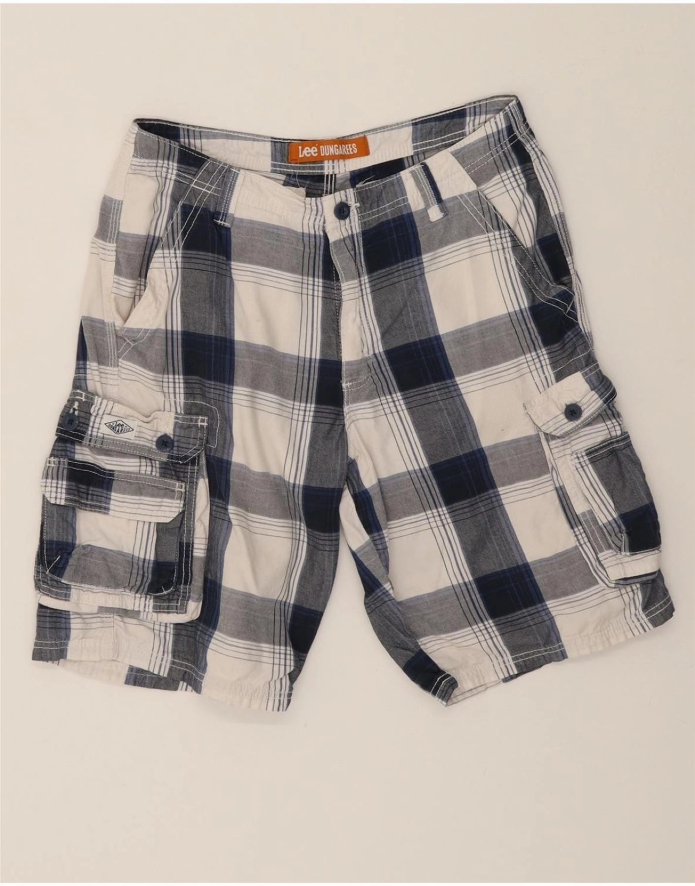 LEE Mens Cargo Shorts W33 Medium Blue Check Cotton skiing gear