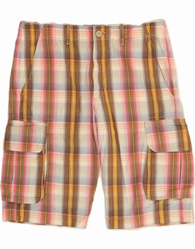 40WEFT Mens Cargo Shorts W32 Medium Multicoloured Check Cotton Weekend Style