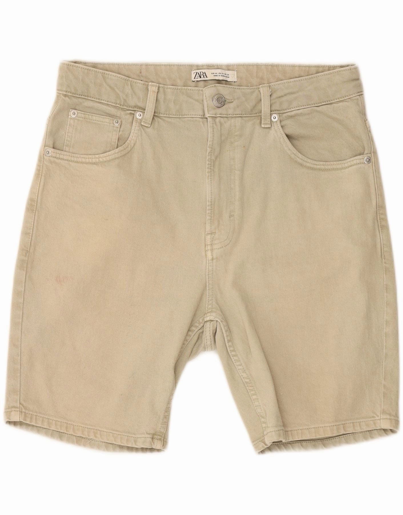 Sport Ready Snag Free Zipper ZARA Mens Denim Shorts EU 44 Large W34  Beige Cotton