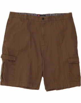 CHAPS Mens Cargo Shorts W42 2XL Brown Cotton Stretch Layer music event look