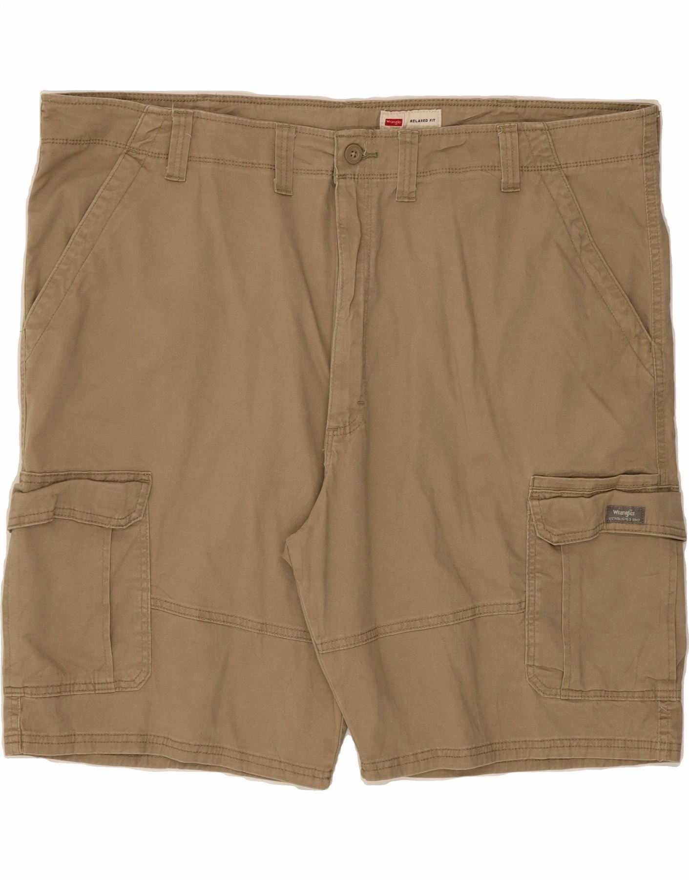 Pocket Reinforcement Light Motion WRANGLER Mens Relaxed Fit Cargo Shorts W48 4XL Beige Cotton