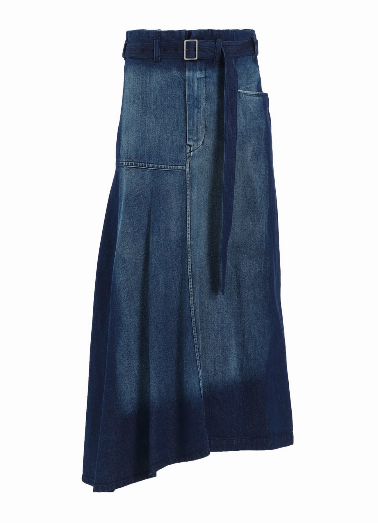 SPOTTED DENIM RIGHT SIDE FLARE SKIRT smooth zipper