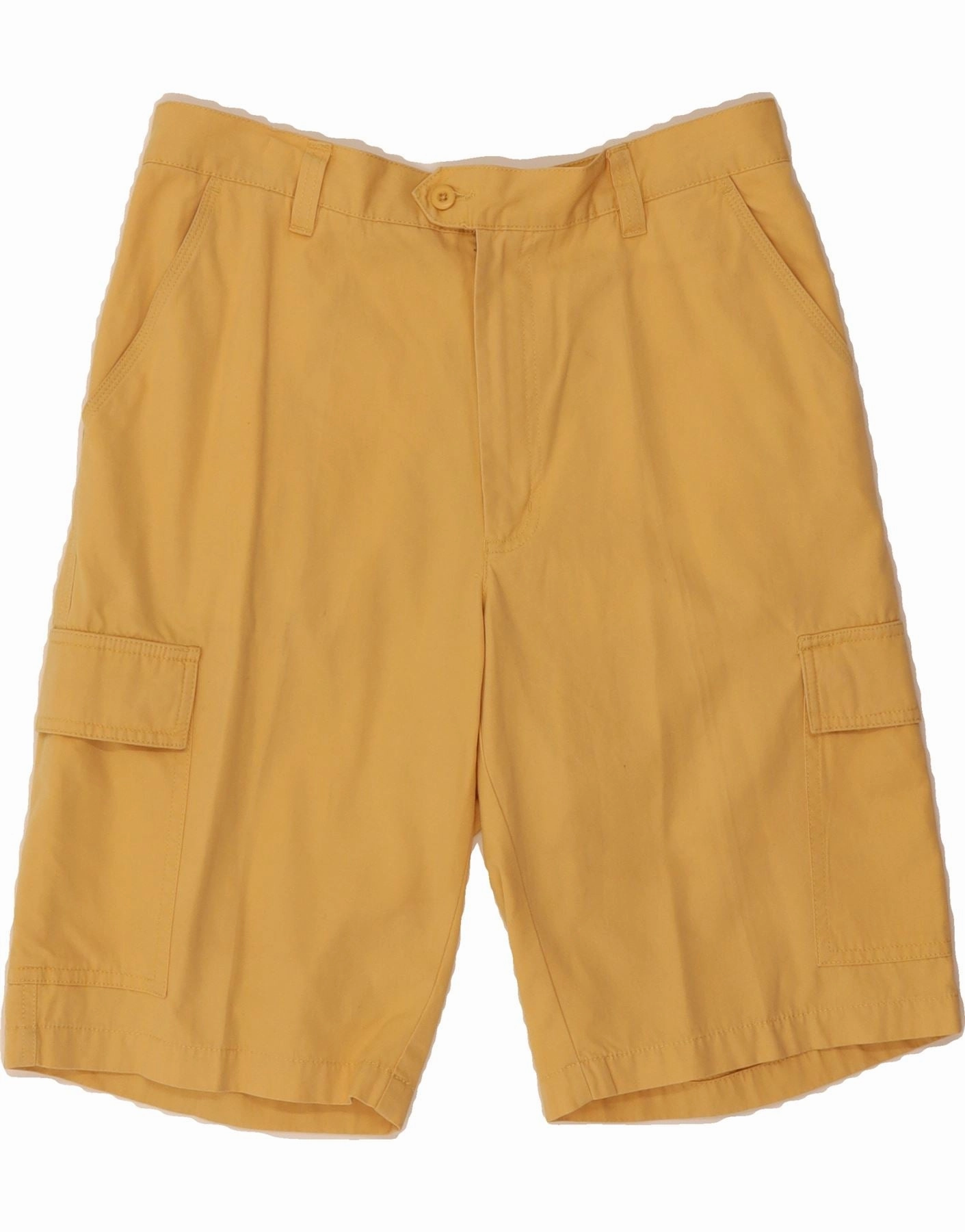 VINTAGE Mens Cargo Shorts IT 52 XL W34 Yellow Cotton Anti Static Finish Easy Days