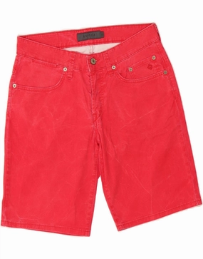 Yarn Dyed Pattern Active Performance SIVIGLIA Mens Denim Shorts  W31 Medium Red Cotton