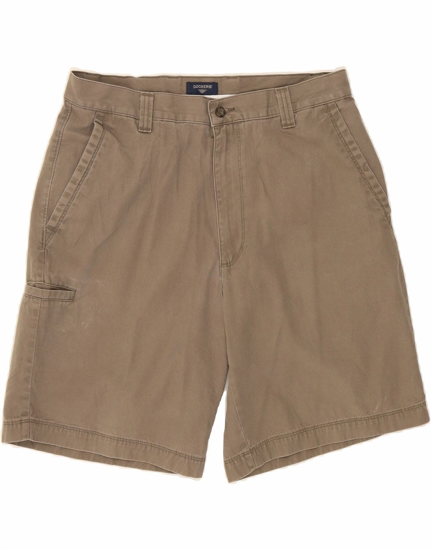 DOCKERS Mens Relaxed Fit Chino Shorts W34 Large Grey Cotton Stain Release Finish Vintage Look