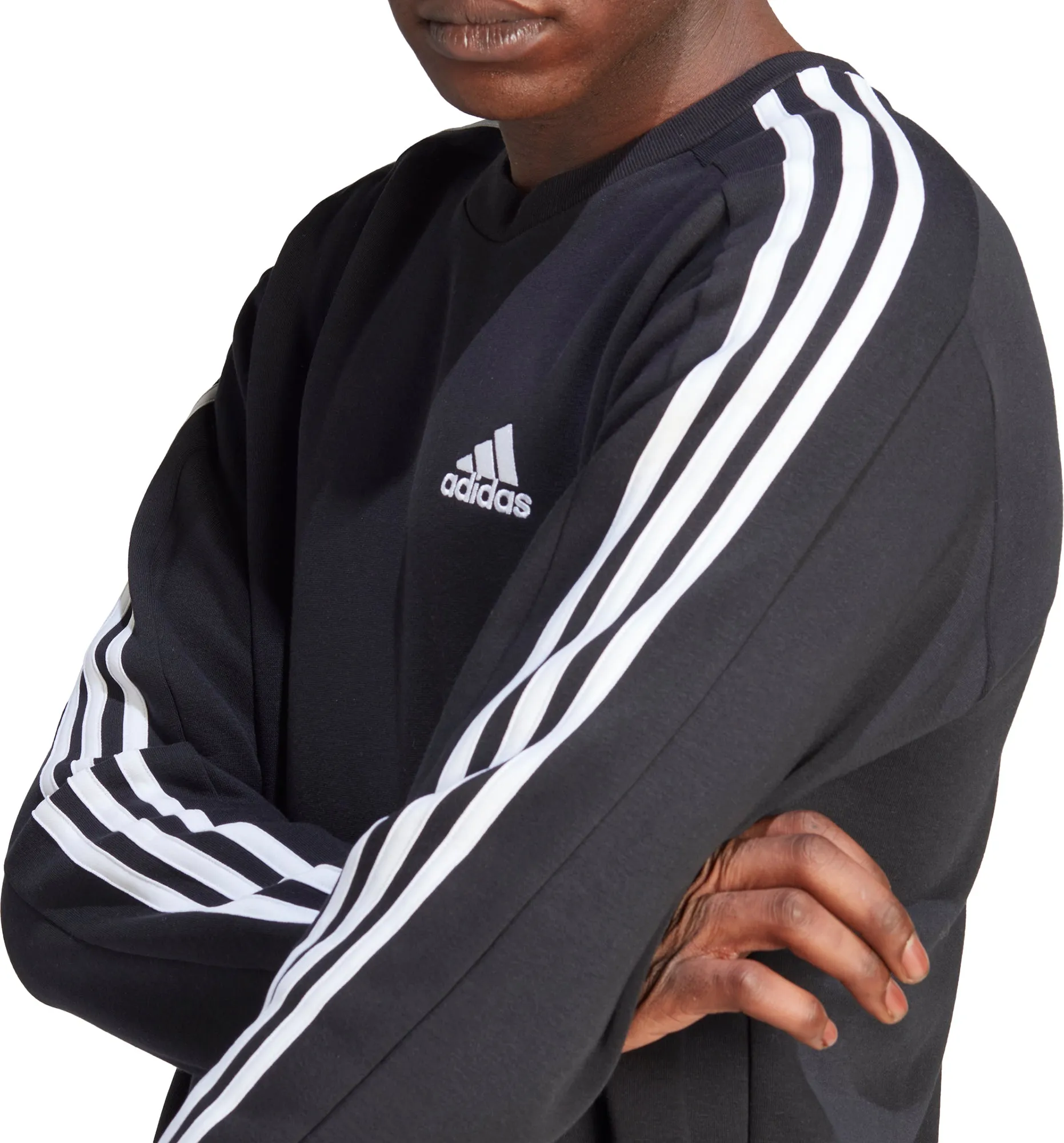 Runway Inspired Low Impact Processing adidas Essentials Fleece 3 Stripes Mens Sweatshirt - Black