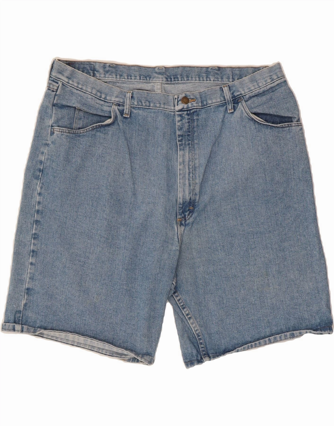 beach volleyball gear DoubleStitchedSeams WRANGLER Mens Relaxed Fit Denim Shorts W42 2XL Blue Cotton