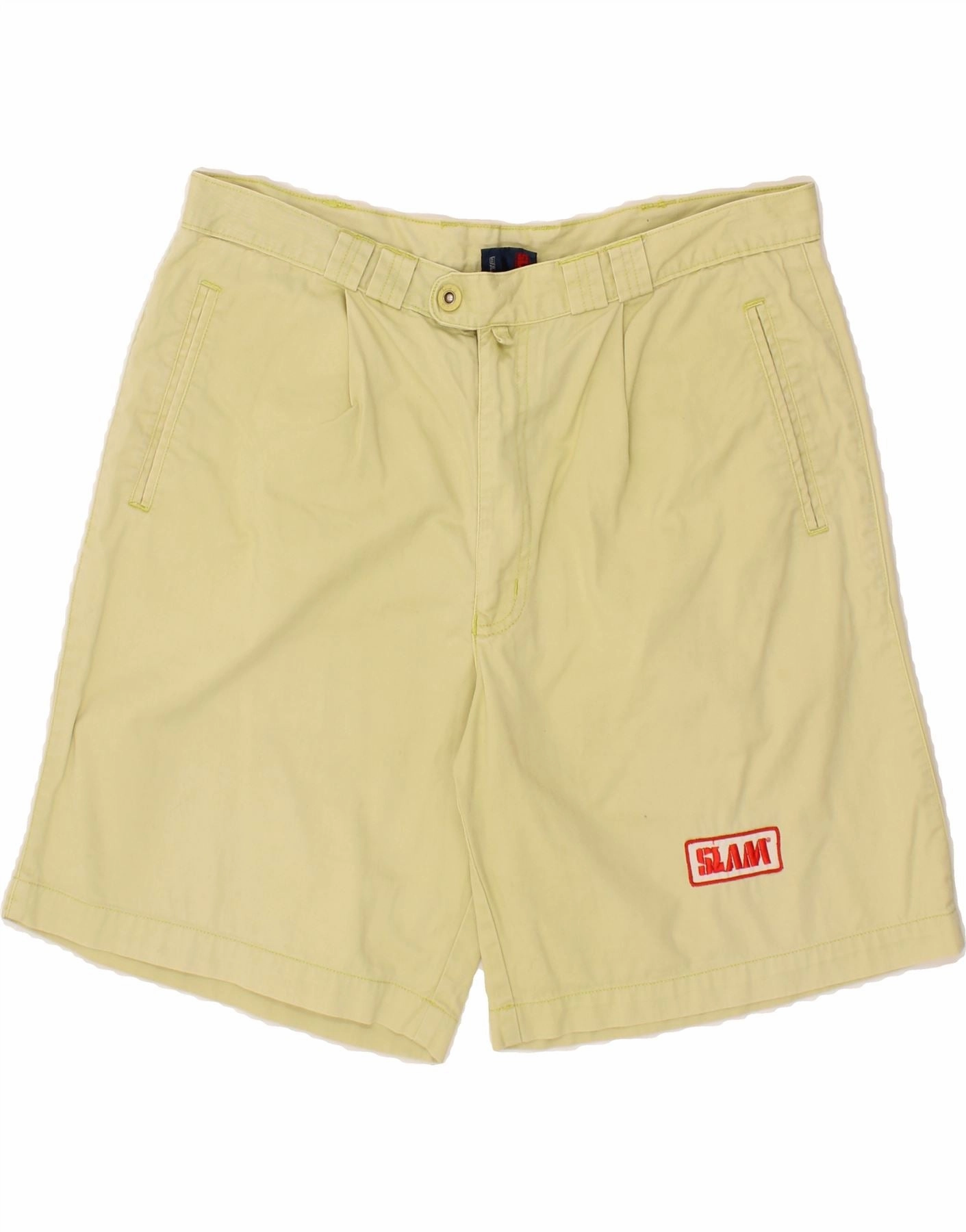SLAM Mens Chino Shorts IT 52 XL W38 Yellow Cotton water sports gear