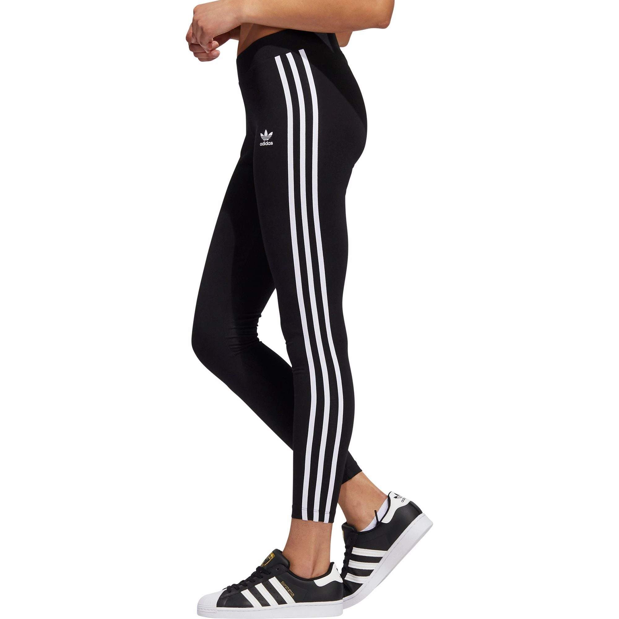 adidas Adicolour Classic 3 Stripes Womens Long Training Tights - Black Eco Friendly Fabric Sculpted Design