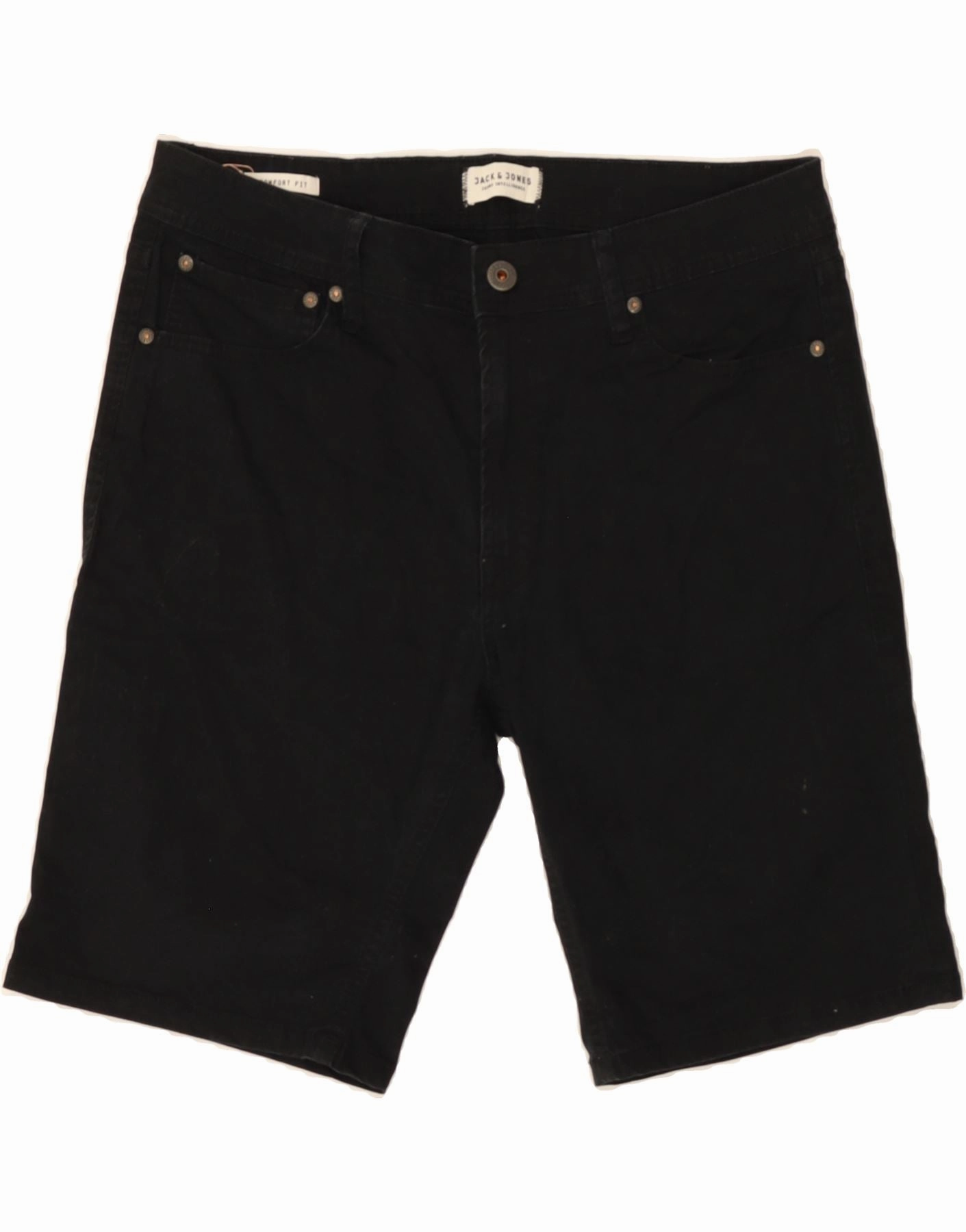 JACK & JONES Mens Comfort Fit Denim Shorts Medium W32  Black Cotton Neat Look hypoallergenic material