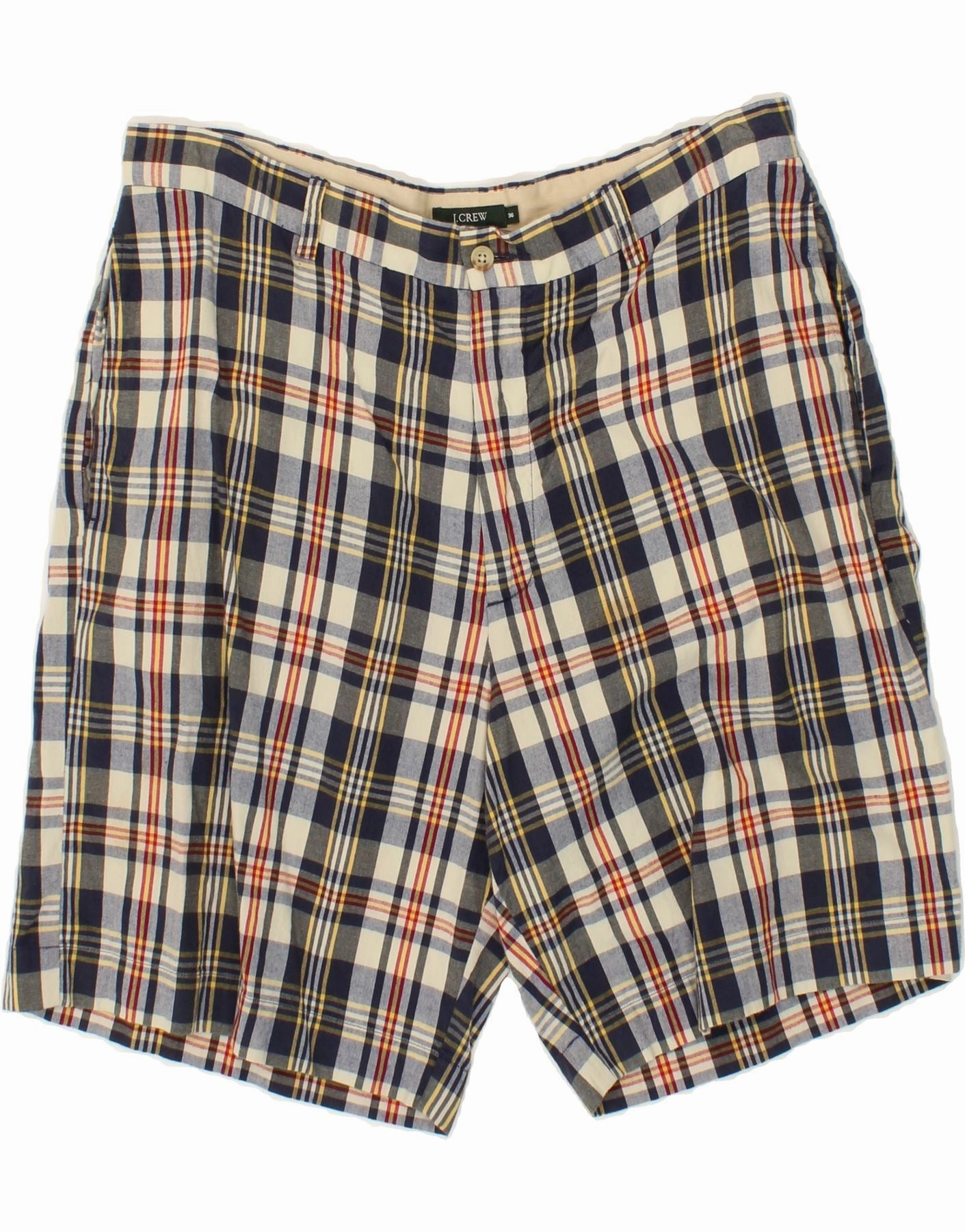 J. CREW Mens Chino Shorts W36 Large  Navy Blue Check Cotton Abrasion Resistant Fabric Breathable mesh lining