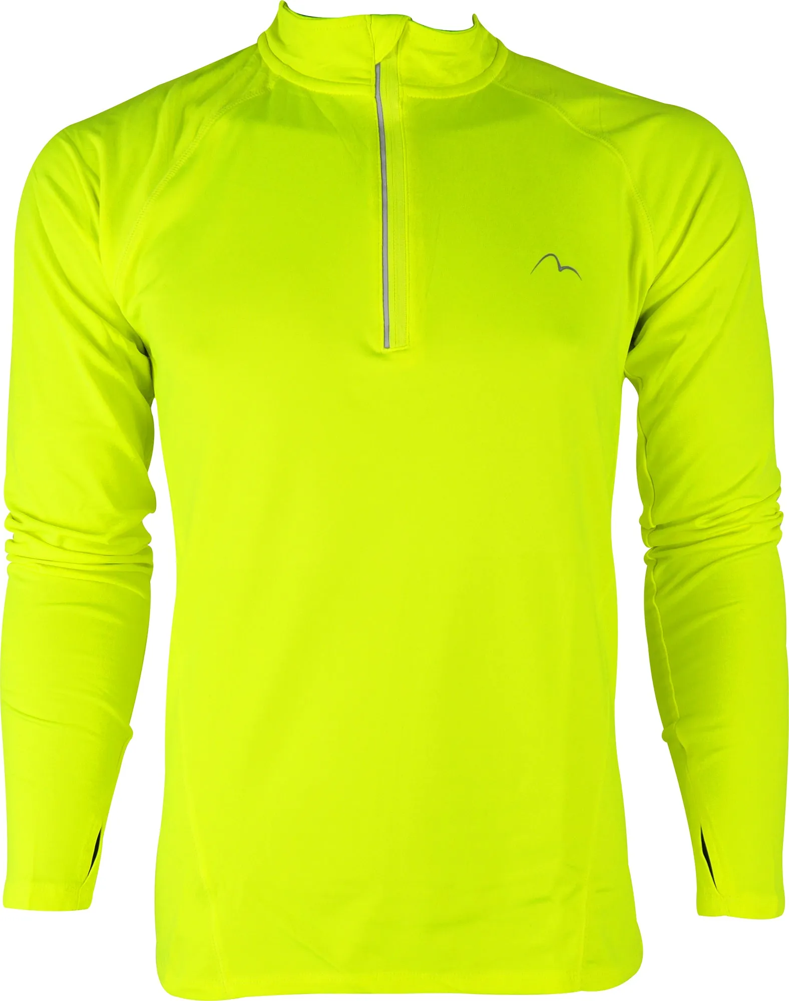 More Mile Vivid Half Zip Long Sleeve Mens Running Top - Yellow Geometric Print