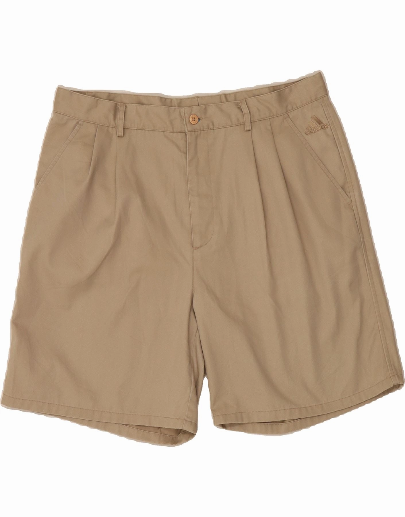 ribbed texture FasteningLoops ADIDAS Mens Chino Shorts W38 XL Beige Cotton