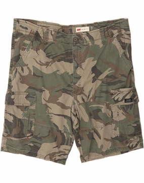 Stretchable Waistband WRANGLER Mens Relaxed Fit Cargo Shorts W42 2XL Khaki Camouflage Cotton